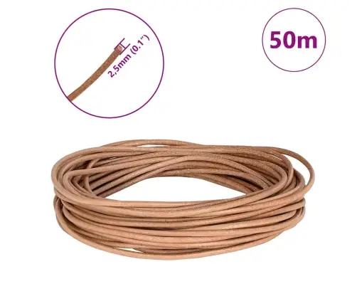 Ādas Aukla Brūna Ø2,5 Mm X 5 M Āda Vidaxl