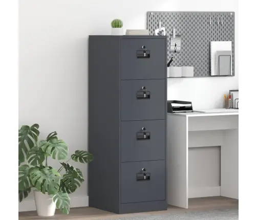 Dokumentu Skapis Ar Plauktu 2 Pcs Antracīts 44 X 50 X 106.5 Cm Vidaxl