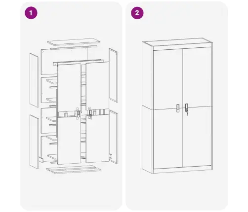 Skapītis 2 Pcs Melna 90 X 40 X 180 Cm Auksti Velmēts Tērauds Vidaxl