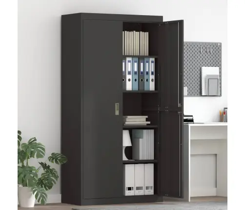 Skapītis 2 Pcs Melna 90 X 40 X 180 Cm Auksti Velmēts Tērauds Vidaxl