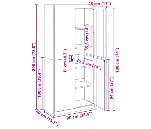 Oppbevaringsskap Su Saugykla 2 Pcs Antracitas 90 X 40 X 200 Cm