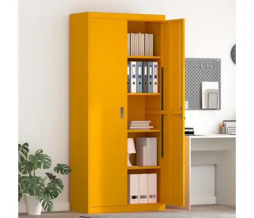 Skapītis Ar Uzglabāšanu 2 Pcs Sinapsu Dzeltena 90 X 40 X 200 Cm Vidaxl