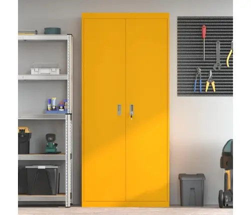 Skapītis Ar Uzglabāšanu 2 Pcs Sinapsu Dzeltena 90 X 40 X 200 Cm Vidaxl