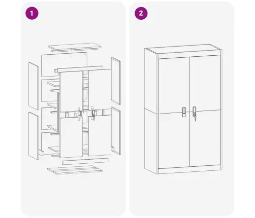 Skapītis 2 Pcs Rozā 80 X 40 X 140 Cm Auksti Velmēts Tērauds Vidaxl