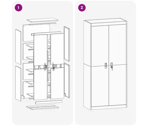 Skapītis 2 Pcs Melna 80 X 40 X 180 Cm Auksti Velmēts Tērauds Vidaxl