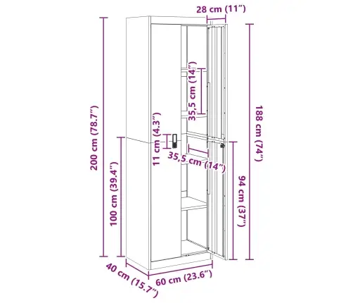 Hoiukapp 2 Pcs Valge 60 X 40 X 200 Cm Külmvalsitud Teras