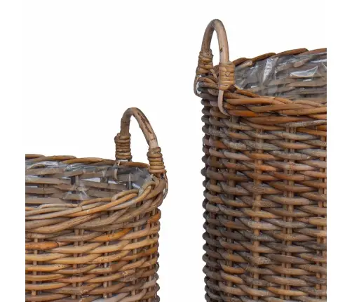 Stādītāju Grozs Ar Uzglabāšanu 2 Pcs Brūna Lacak Rattan Vidaxl