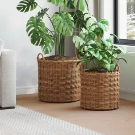 Stādītāju Grozs Ar Uzglabāšanu 2 Pcs Brūna Lacak Rattan Vidaxl Stādītāju Grozs Ar Uzglabāšanu 2 Pcs Brūna Lacak Rattan Vidaxl
