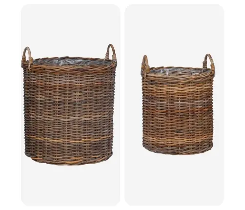 Stādītāju Grozs Ar Uzglabāšanu 2 Pcs Brūna Lacak Rattan Vidaxl