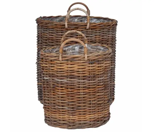 Stādītāju Grozs Ar Uzglabāšanu 2 Pcs Brūna Lacak Rattan Vidaxl