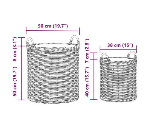 Stādītāju Grozs Ar Uzglabāšanu 2 Pcs Brūna Lacak Rattan Vidaxl