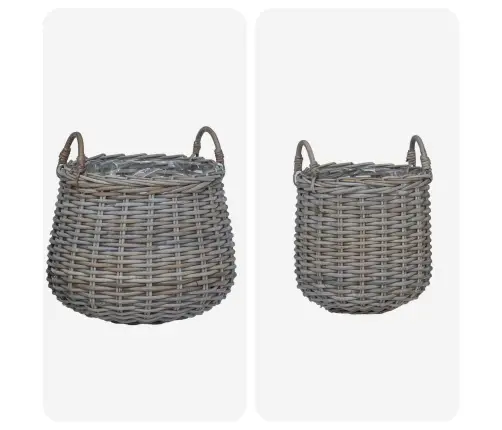 Gėlių Krepšys Su Saugykla 2 Pcs Pilka Lacak Ratanas