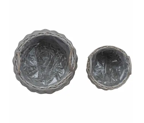 Gėlių Krepšys Su Saugykla 2 Pcs Pilka Lacak Ratanas