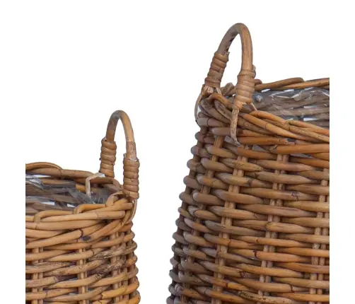 Stādītāju Grozs Ar Uzglabāšanu 2 Pcs Brūna Lacak Rattan Vidaxl