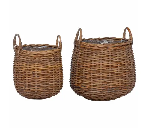 Stādītāju Grozs Ar Uzglabāšanu 2 Pcs Brūna Lacak Rattan Vidaxl
