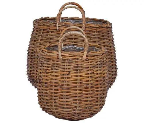 Stādītāju Grozs Ar Uzglabāšanu 2 Pcs Brūna Lacak Rattan Vidaxl