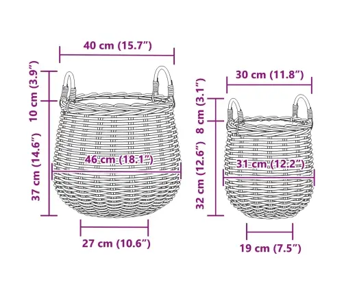 Stādītāju Grozs Ar Uzglabāšanu 2 Pcs Brūna Lacak Rattan Vidaxl