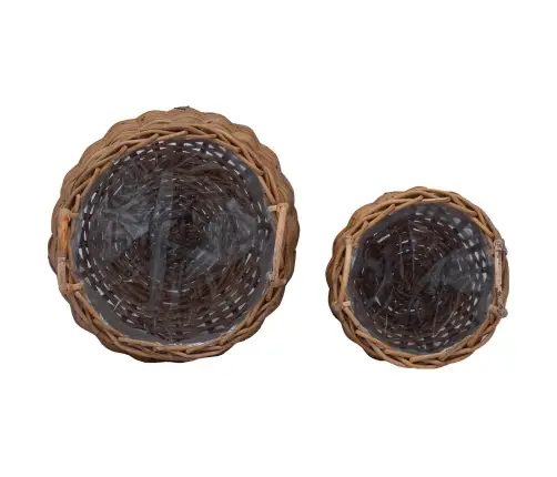 Stādītāju Grozs Ar Uzglabāšanu 2 Pcs Brūna Lacak Rattan Vidaxl