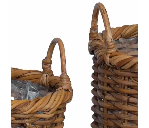 Stādītāju Grozs Ar Uzglabāšanu 3 Pcs Brūna Kubu Rotangpalma Vidaxl
