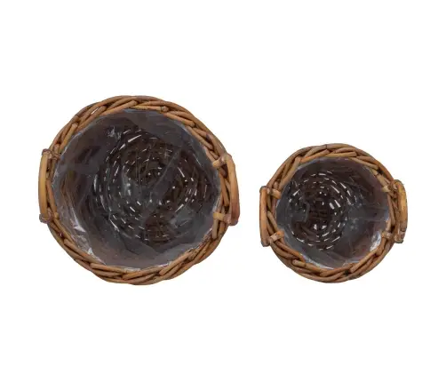 Gėlėms Skirtas Krepšys Su Saugykla 2 Pcs Ruda Kubu Ratanas