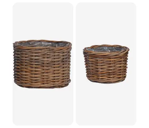 Stādāmā Grozs Ar Uzglabāšanu 2 Pcs Brūna Kubu Rotangpalma Vidaxl