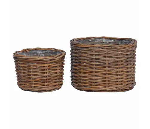 Stādāmā Grozs Ar Uzglabāšanu 2 Pcs Brūna Kubu Rotangpalma Vidaxl