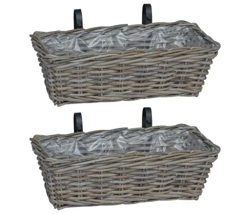 Kabantis Gėlių Krepšys Su Saugykla 2 Pcs Pilka 48 X 22 X 15 Cm