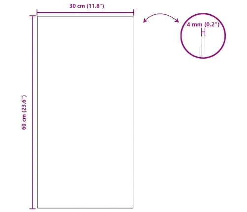 Sieninis Veidrodis Stačiakampio 30 X 60 Cm Grūdintas Stiklas