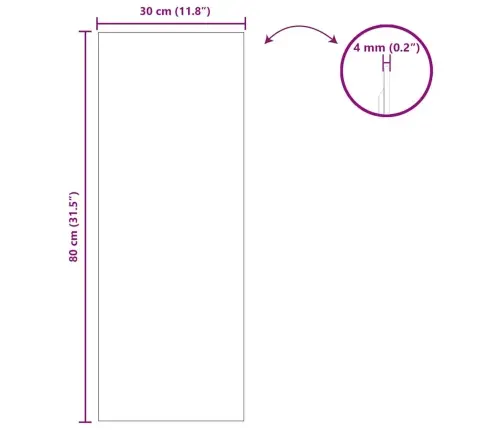 Sienas Spogulis 30 X 80 Cm Rūdīts Stikls Vidaxl
