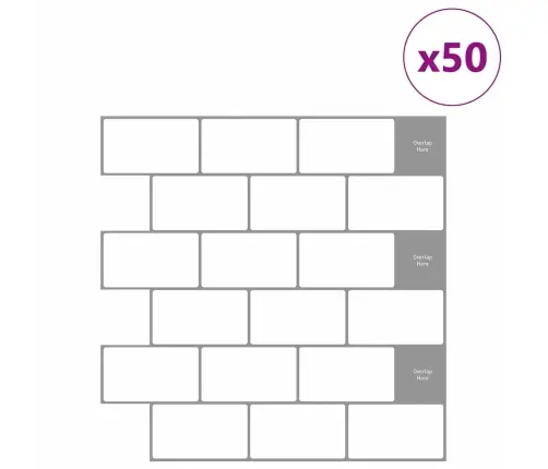 Metro Plytelė 50 Pcs Balta Pilka 30,5 X 30,5 Cm