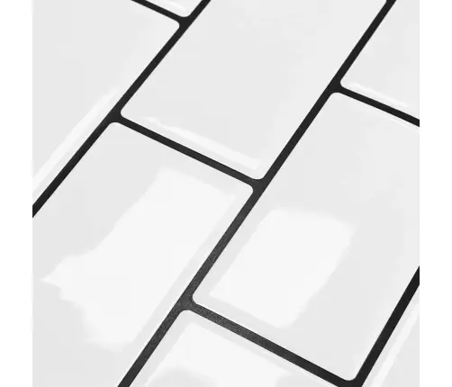 Metro Flīze 10 Pcs Balts Melns 30,5 X 30,5 Cm Vidaxl