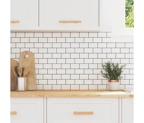 Metro Flīze 10 Pcs Balts Melns 30,5 X 30,5 Cm Vidaxl