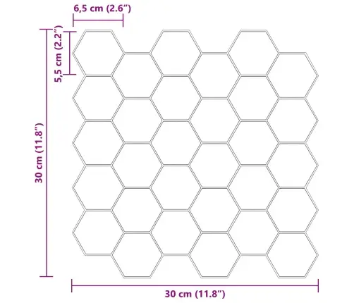 Heksagonaalne Plaat 10 Pcs Valge Hall 30 X 30 Cm