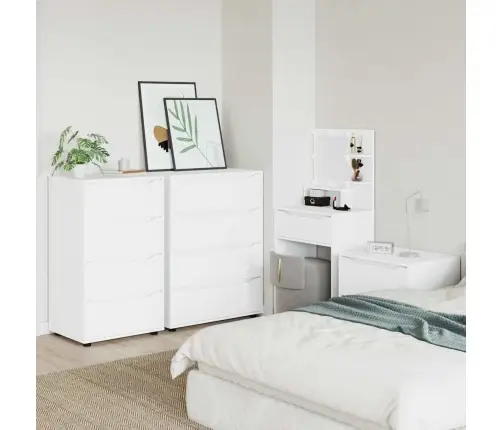 Ladustamiskapid 2 Pcs Valge 60 X 48 X 105 Cm Tehispuit