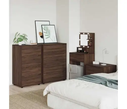 Ladustamiskapid 2 Pcs Pruun Tamme 60 X 48 X 105 Cm Tehispuit