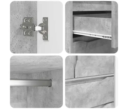 Vannas Istabas Skapītis Betona Pelēks 79,5 X 49 X 156 Cm Vidaxl