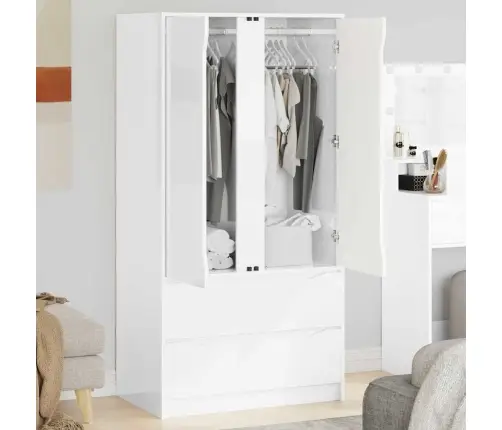 Vannas Istabas Skapītis Ar Atvilktni Augsta Spīduma Baltā Krāsa Vidaxl