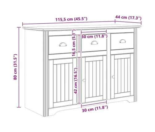 Puse Bodo Medus Brūns 115,5 X 44 X 80 Cm Inženierijas Koks Vidaxl