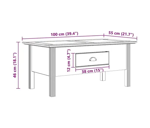 Kafijas Galdiņš Bodo Medus Brūns 100 X 55 X 45,8 Cm Vidaxl