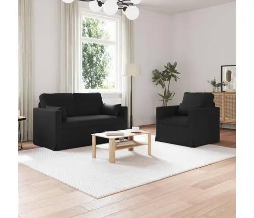 Dīvāns 2 Pcs Melna Metāls Vidaxl