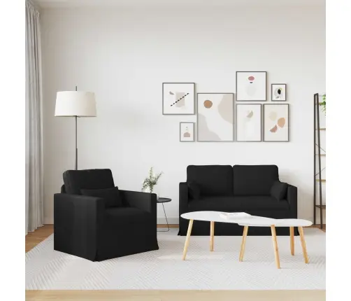 Dīvāns 2 Pcs Melna Metāls Vidaxl