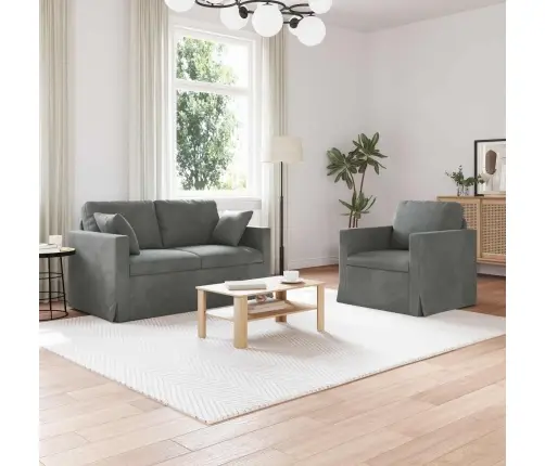 Dīvāns 2 Pcs Tumši Pelēks Vidaxl