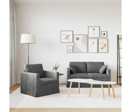 Dīvāns 2 Pcs Tumši Pelēks Vidaxl