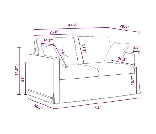 Dīvāns 2 Pcs Tumši Pelēks Vidaxl