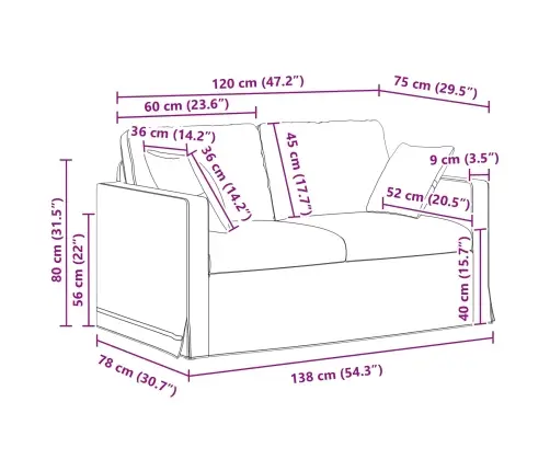 Dīvāns 2 Pcs Krēmkrāsa Vidaxl
