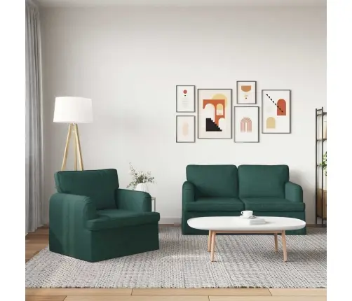 Dīvāns 2 Pcs Tumši Zaļš Metāls Vidaxl