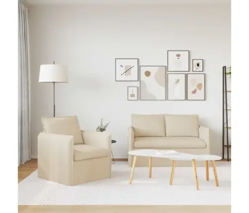 Dīvāns 2 Pcs Krēmkrāsa Metāls Vidaxl