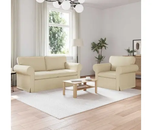 Sofa 140Cm 2 Pcs Kreminė Metalas