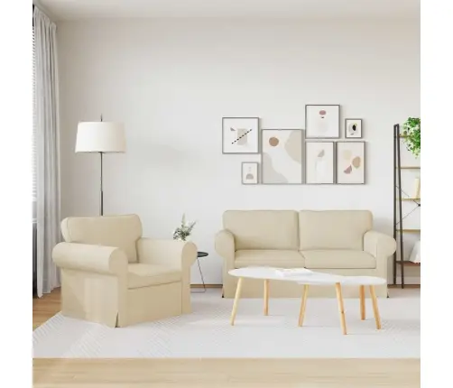 Sofa 140Cm 2 Pcs Kreminė Metalas