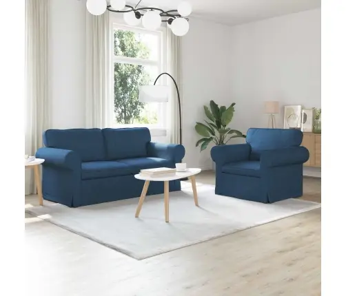 Sofa 140Cm 2 Pcs Mėlyna Metalas